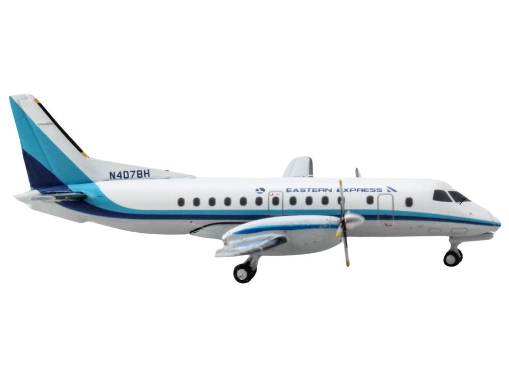 Saab 340B Commercial Aircraft "Eastern Express" (N407BH) White with Blue Stripes 1/400 Diecast Model Airplane by GeminiJets view 3