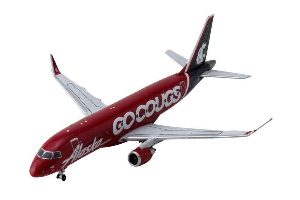 Embraer ERJ-175 Commercial Aircraft "Alaska Airlines/Horizon - Washington State Cougars" (N661QX) Red with Gray Tail 1/400 Diecast Model Airplane by GeminiJets view 2