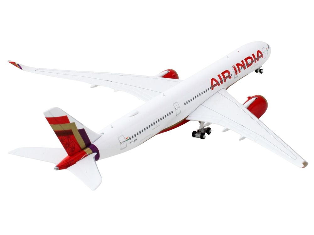 Airbus A350-900 Commercial Aircraft "Air India" (VT-JRH) White with Tail Graphics 1/400 Diecast Model Airplane by GeminiJets view 2