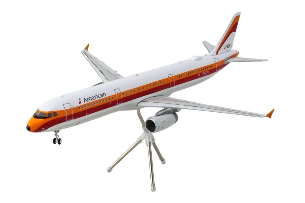 Airbus A321 Commercial Aircraft "American Airlines - PSA" (N582UW) White with Red and Orange Stripes "Gemini 200" Series 1/200 Diecast Model Airplane by GeminiJets view 2