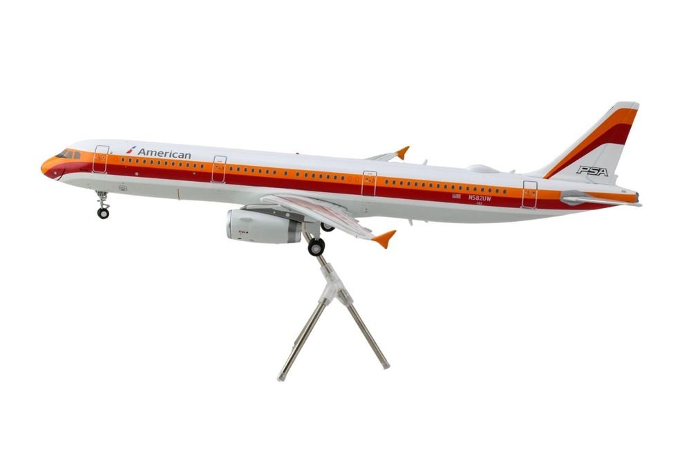 Airbus A321 Commercial Aircraft "American Airlines - PSA" (N582UW) White with Red and Orange Stripes "Gemini 200" Series 1/200 Diecast Model Airplane by GeminiJets view 3