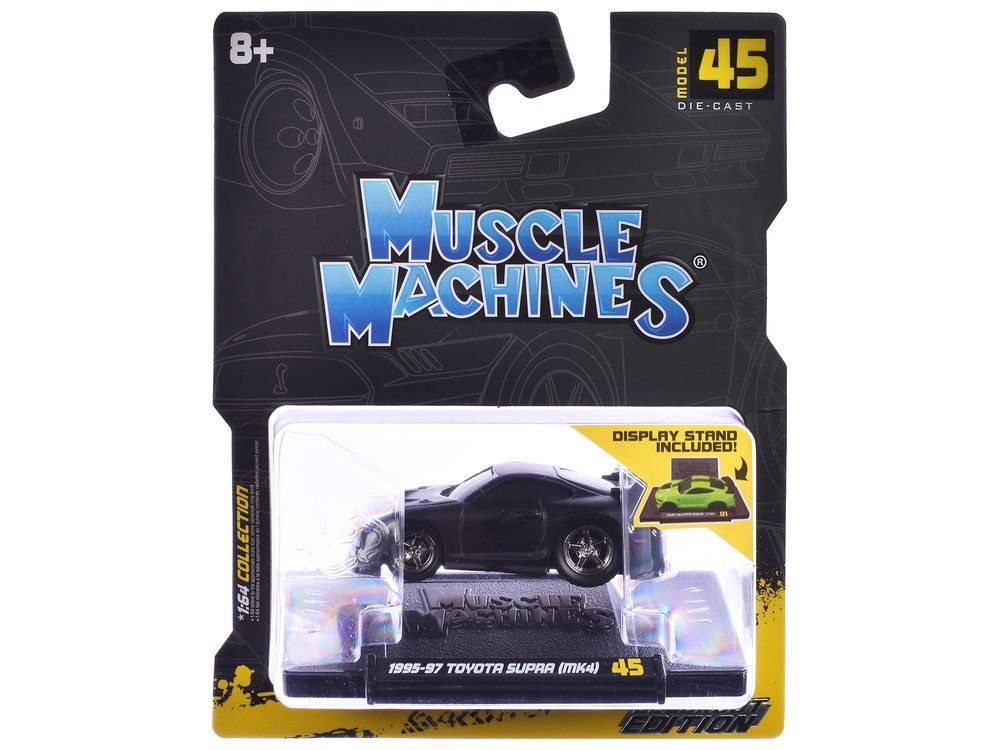 1995-97 Toyota Supra (MK4) Matt Black 1/64 Diecast Model Car by Muscle Machines view 3