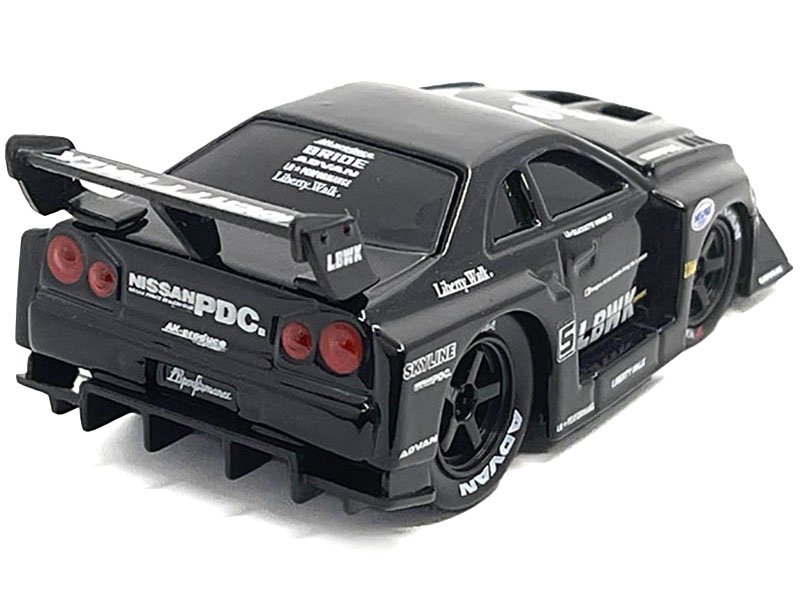 1999 Nissan Skyline GT-R (R34) #5 "Liberty Walk" Black 1/64 Diecast Model Car by Muscle Machines view 2