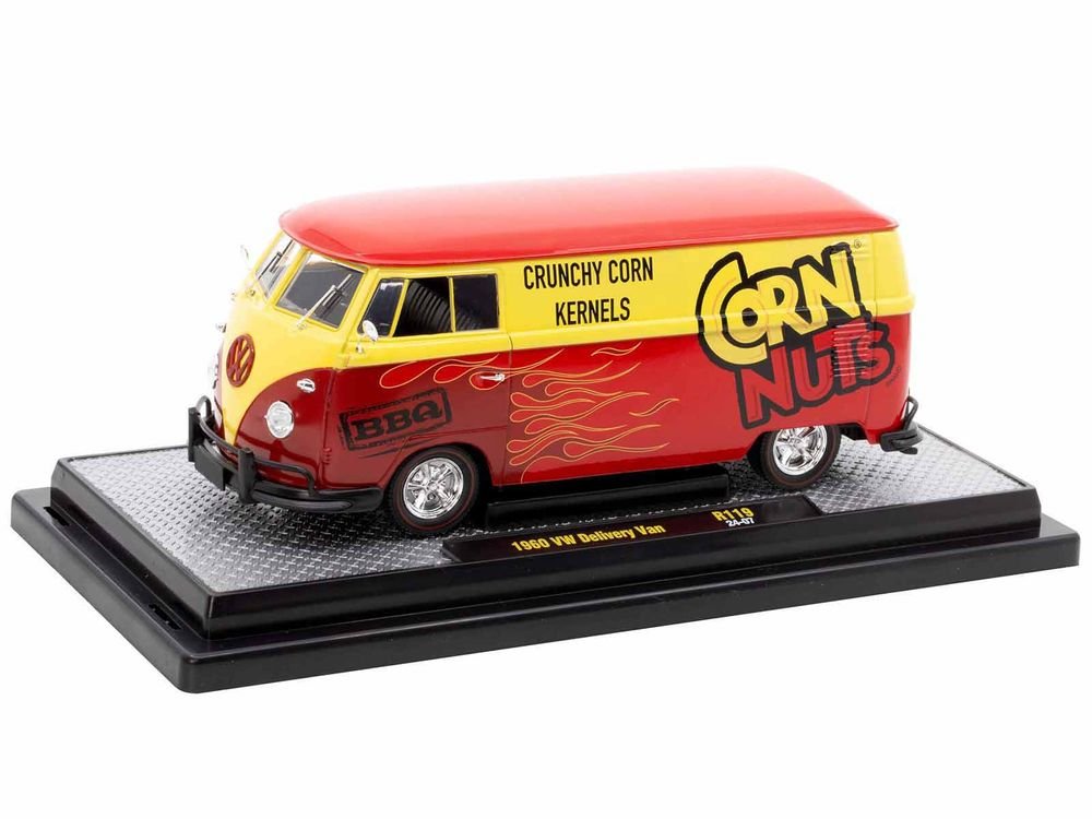1960 Volkswagen Delivery Van Red and Yellow "Corn Nuts BBQ" Limited Edition to 6250 pieces Worldwide 1/24 Diecast Model Car by M2 Machines view 2
