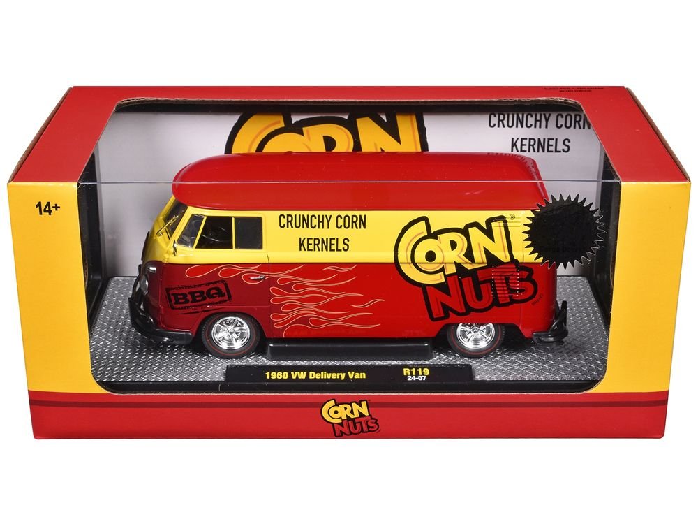 1960 Volkswagen Delivery Van Red and Yellow "Corn Nuts BBQ" Limited Edition to 6250 pieces Worldwide 1/24 Diecast Model Car by M2 Machines view 3