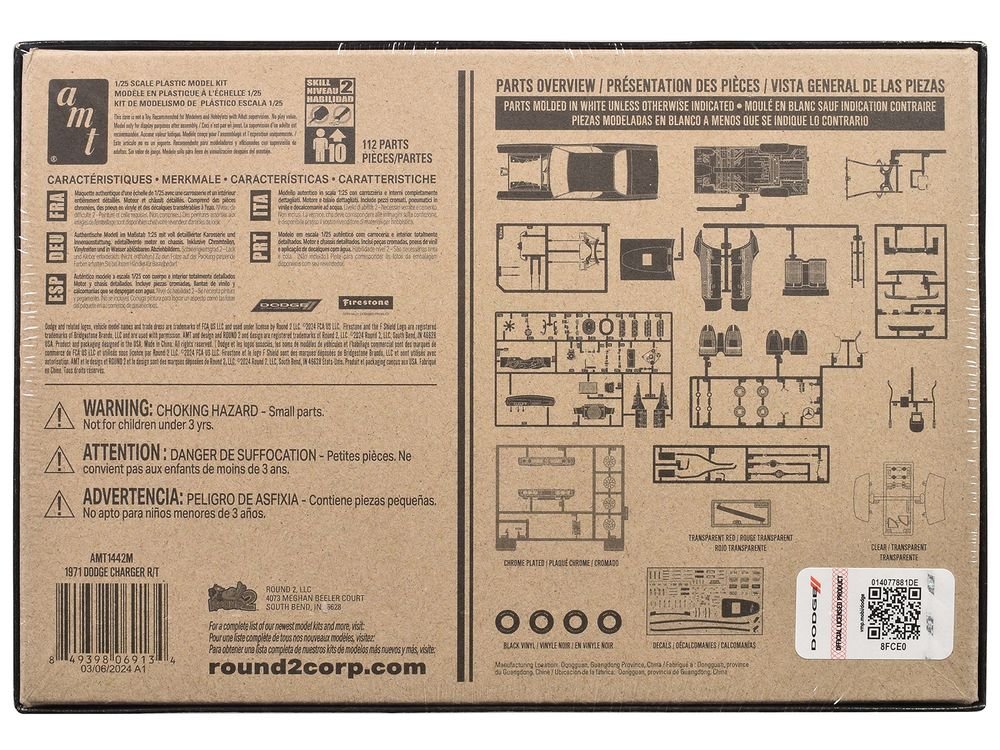 Skill 2 Model Kit 1971 Dodge Charger R/T 1/25 Scale Model by AMT view 4