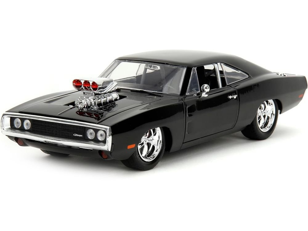 Dodge Charger R/T Black with Dom Diecast Figure "Fast & Furious" (2009) Movie "Hollywood Rides" Series 1/24 Diecast Model Car by Jada view 3