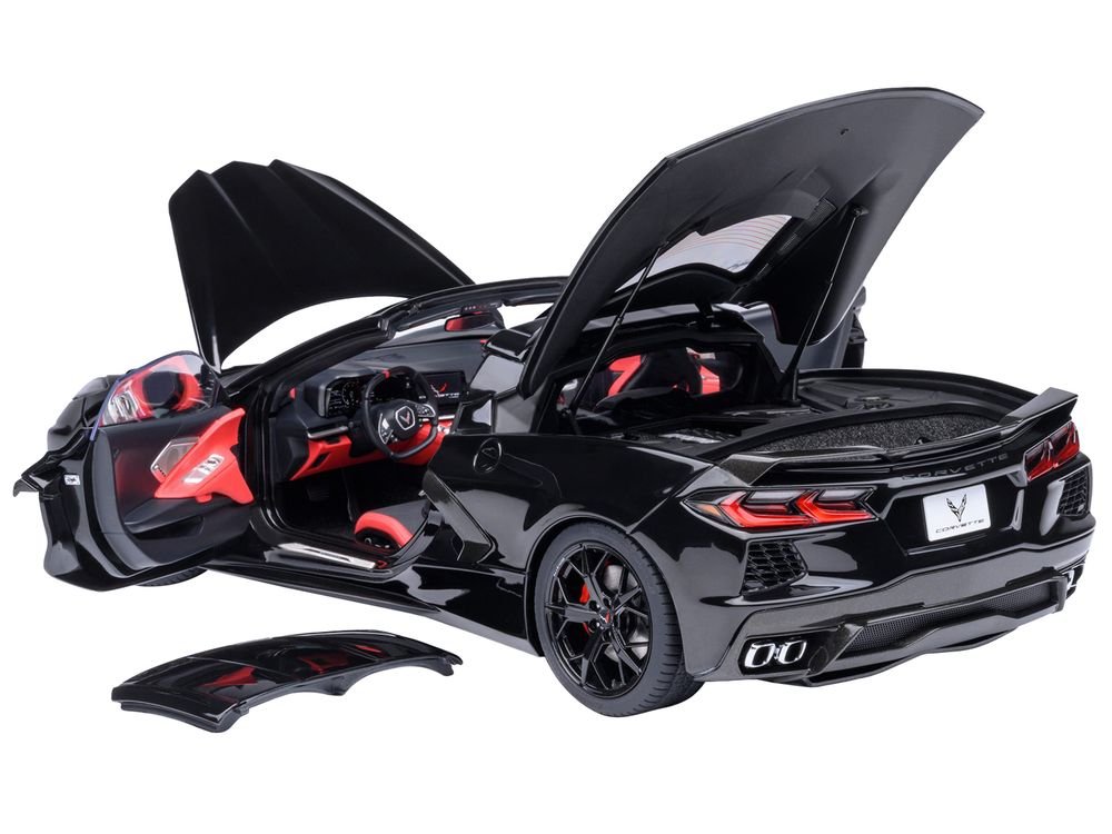 2020 Chevrolet Corvette C8 Stingray Black 1/18 Model Car by Autoart view 2