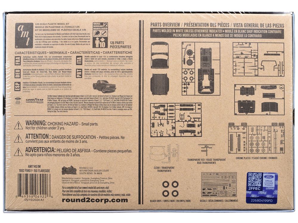 Skill 2 Model Kit 1992 Ford F-150 Flare Side Pickup Truck 1/25 Scale Model by AMT view 4