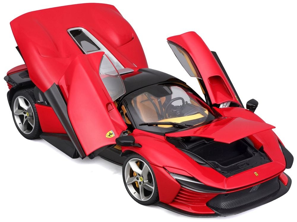 Ferrari Daytona SP3 Red with Black Top "Signature Series" 1/18 Diecast Model Car by Bburago view 2