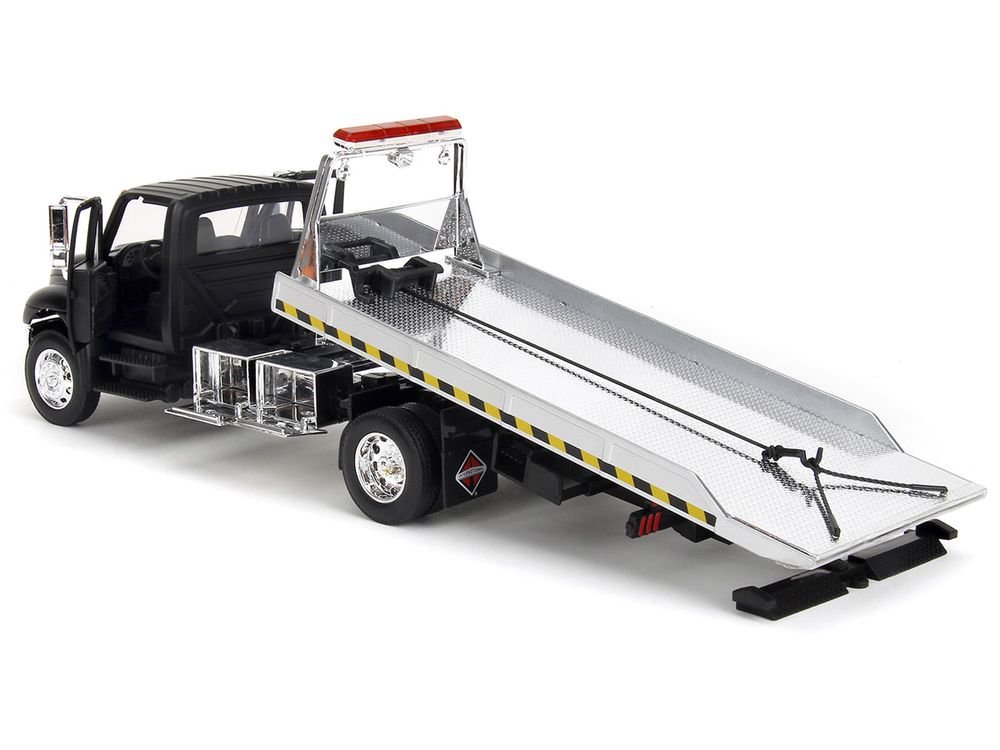 International DuraStar 4400 Flatbed Tow Truck Matt Black 1/24 Diecast Model Car by Jada view 4