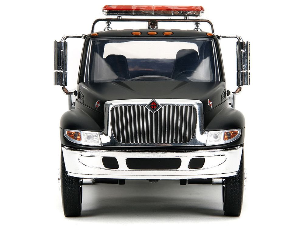 International DuraStar 4400 Flatbed Tow Truck Matt Black 1/24 Diecast Model Car by Jada view 5