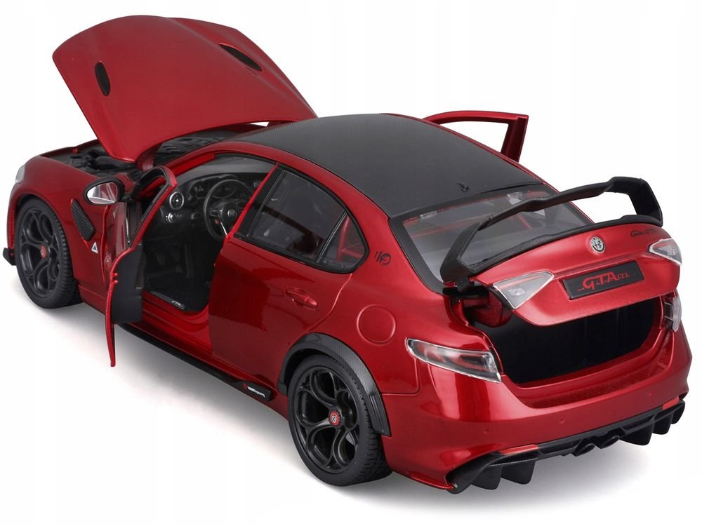 Alfa Romeo Giulia GTA Red Metallic with Carbon Top 1/18 Diecast Model Car by Bburago view 4