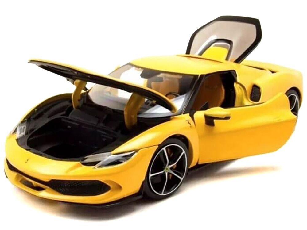 Ferrari 296 GTB Yellow "Race + Play" Series 1/18 Diecast Model Car by Bburago view 2