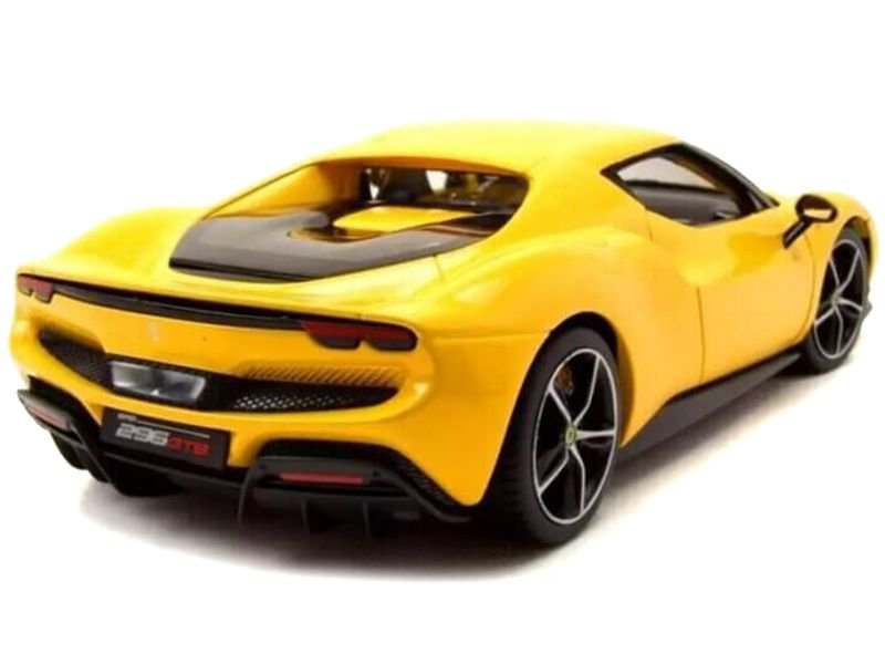 Ferrari 296 GTB Yellow "Race + Play" Series 1/18 Diecast Model Car by Bburago view 3