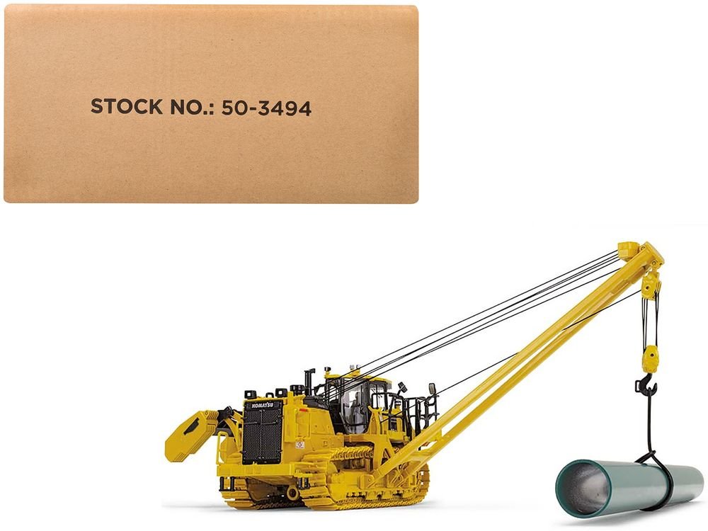 Komatsu D155CX-8 With K170 Pipelayer Yellow with Accessories 1/50 Diecast Model by First Gear