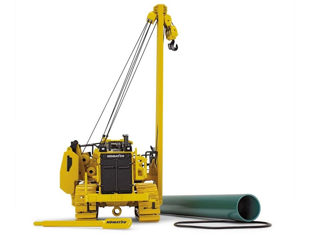 Komatsu D155CX-8 With K170 Pipelayer Yellow with Accessories 1/50 Diecast Model by First Gear view 2