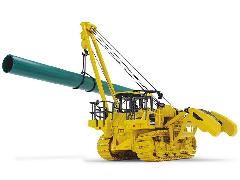 Komatsu D155CX-8 With K170 Pipelayer Yellow with Accessories 1/50 Diecast Model by First Gear view 3