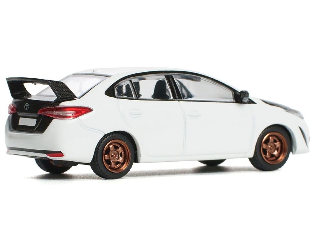 Toyota GR Vios White with Carbon Hood 1/64 Diecast Model Car by Pop Race view 3