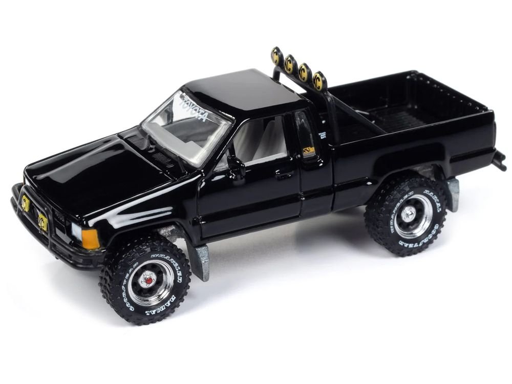 1985 Toyota SR5 Pickup Truck Black "Mystery Matinee" Movie Pop Culture 2024 Release 1 1/64 Diecast Model Car by Johnny Lightning view 2