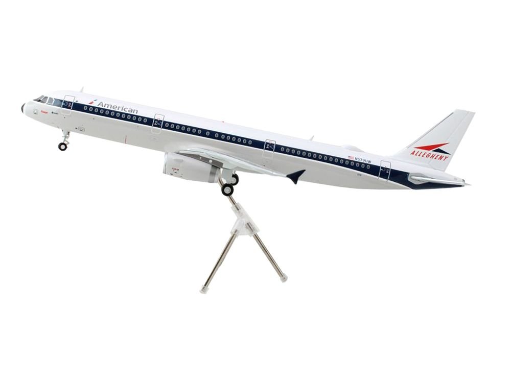 Airbus A321 Commercial Aircraft "American Airlines - Allegheny" (N579UW) White with Blue Stripes "Gemini 200" Series 1/200 Diecast Model Airplane by GeminiJets view 3