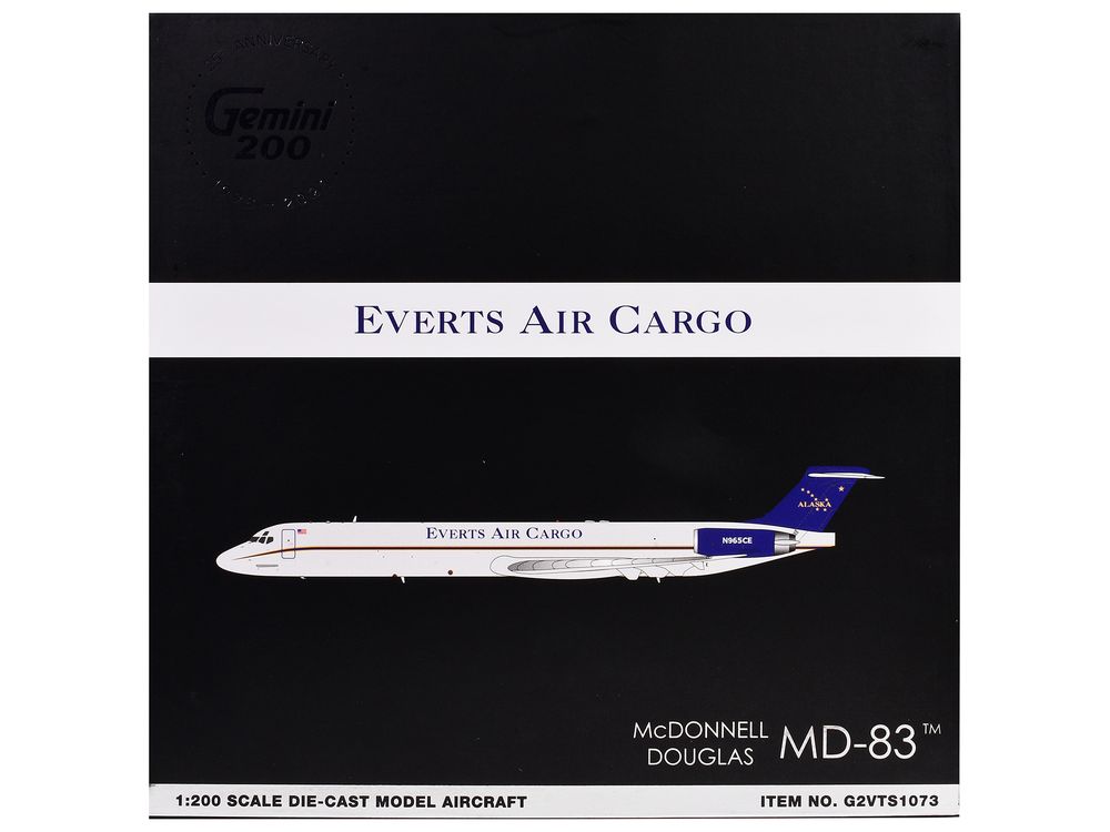 McDonnell Douglas MD-88 Commercial Aircraft "Everts Air Cargo" (N965CE) White with Blue Tail "Gemini 200" Series 1/200 Diecast Model Airplane by GeminiJets view 3