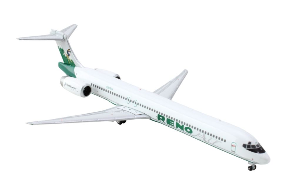McDonnell Douglas MD-90 Commercial Aircraft "Reno Air" (N905RA) White with Green Tail 1/400 Diecast Model Airplane by GeminiJets view 2