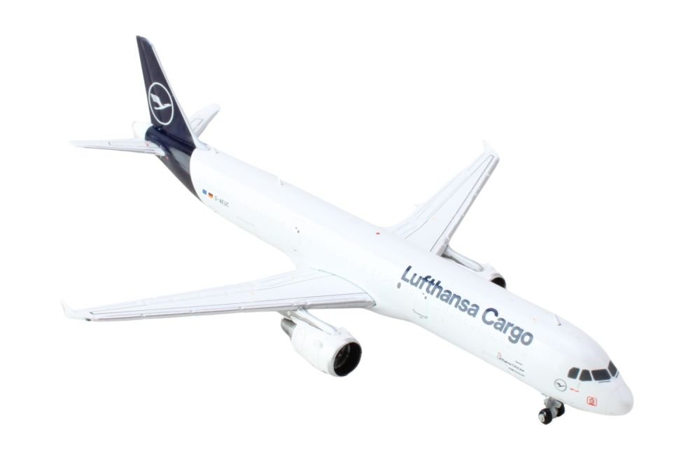 Airbus A321P2F Commercial Aircraft "Lufthansa Cargo" (D-AEUC) White with Blue Tail 1/400 Diecast Model Airplane by GeminiJets view 2