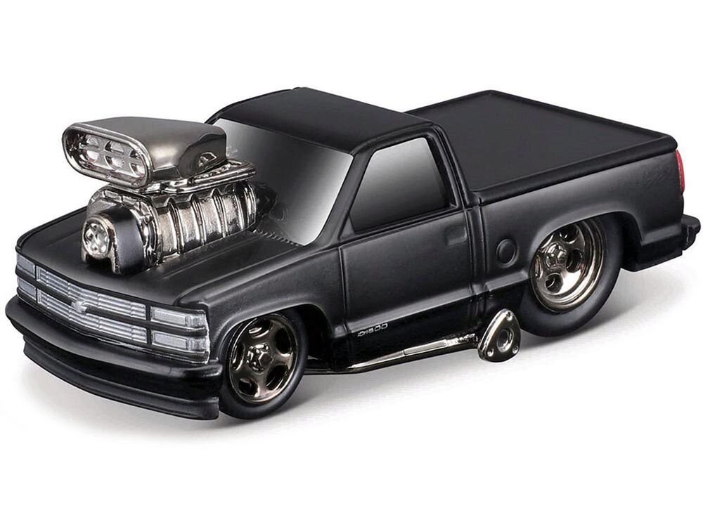 1993 Chevrolet 454 SS Pickup Truck Matt Black "Blackout Edition" 1/64 Diecast Model by Muscle Machines view 2