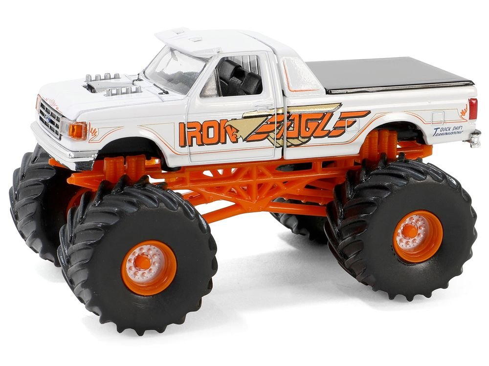 1990 Ford F-350 Monster Truck White "Iron Eagle" "Kings of Crunch" Series 15 1/64 Diecast Model Car by Greenlight view 2