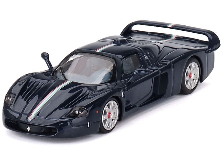Maserati MC12 Stradale Blue Metallic with White Stripe 1/64 Diecast Model Car by BBR view 2