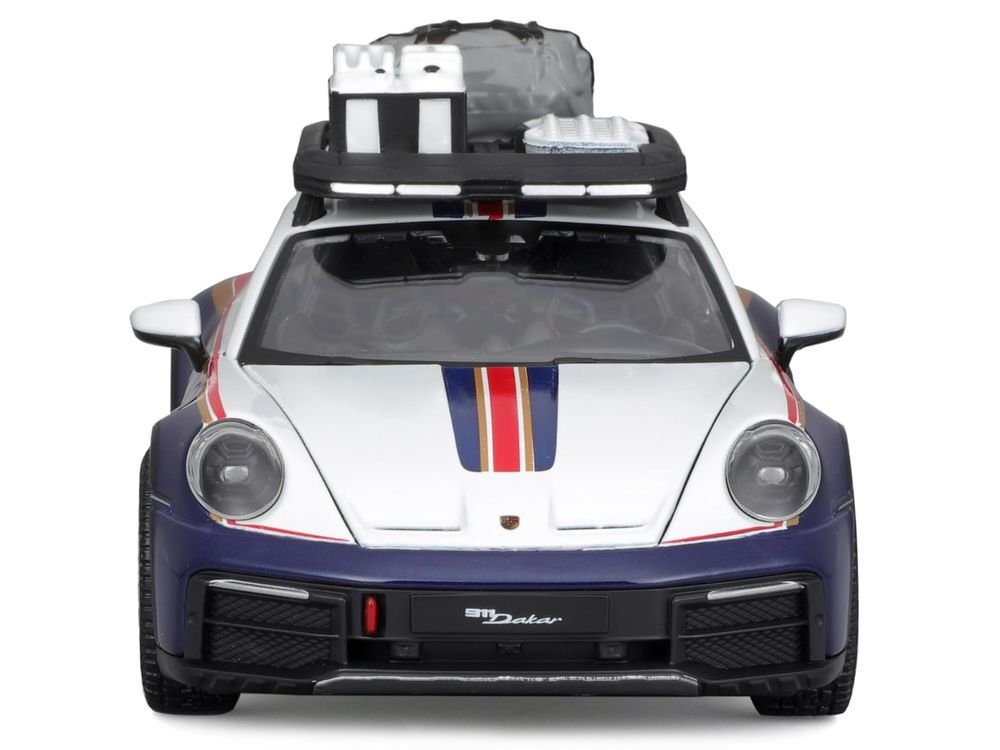 Porsche 911 Dakar #953 "Roughroads Porsche" Blue and White with Stripes and Roof Rack "Race" Series 1/24 Diecast Model Car by Bburago view 4