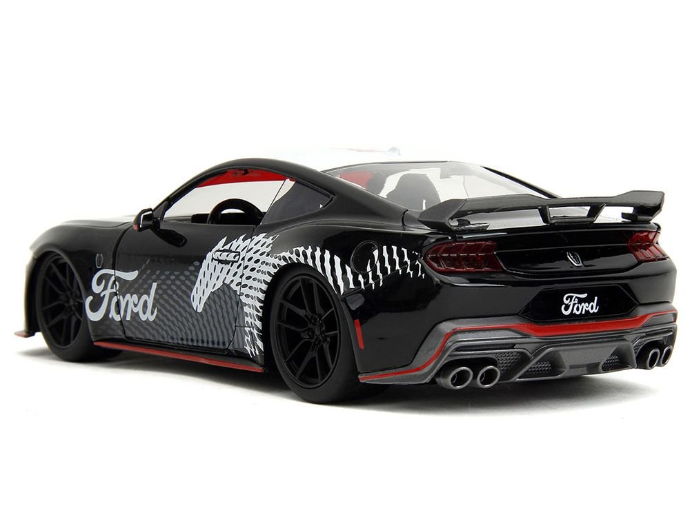 2024 Ford Mustang Dark Horse Black with White Top and "Mustang Horse Graphics" "Bigtime Muscle" Series 1/24 Diecast Model Car by Jada view 5