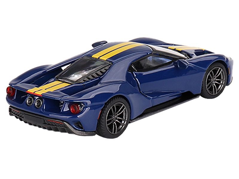 Ford GT Sunoco Blue with Yellow Stripes Limited Edition to 3600 pieces Worldwide 1/64 Diecast Model Car by Mini GT view 3