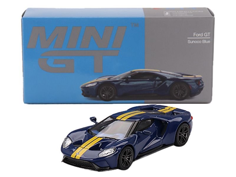 Ford GT Sunoco Blue with Yellow Stripes Limited Edition to 3600 pieces Worldwide 1/64 Diecast Model Car by Mini GT view 4
