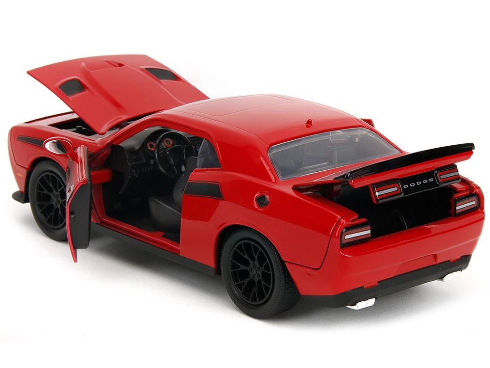 2015 Dodge Challenger Red with Black Stripes and Glenn Diecast Figure "The Walking Dead" (2010-2022) TV Series "Hollywood Rides" Series 1/24 Diecast Model Car by Jada view 4