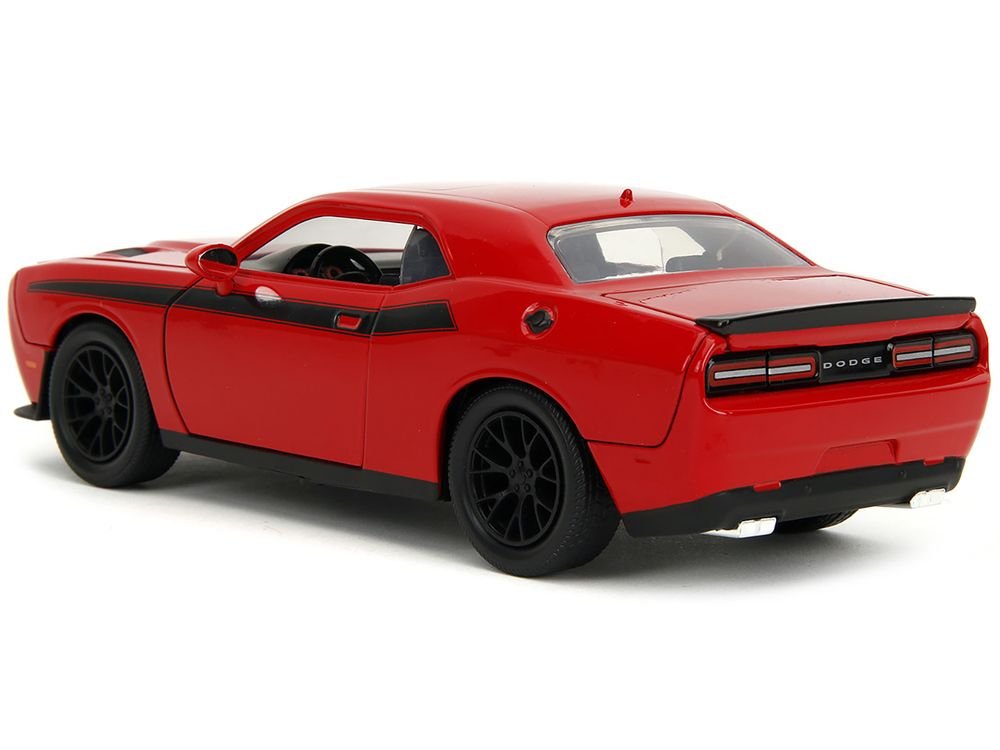 2015 Dodge Challenger Red with Black Stripes and Glenn Diecast Figure "The Walking Dead" (2010-2022) TV Series "Hollywood Rides" Series 1/24 Diecast Model Car by Jada view 5