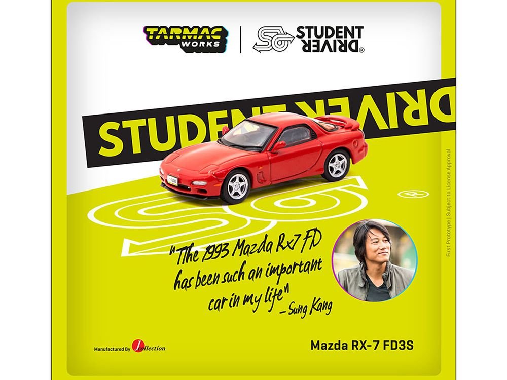 Mazda RX-7 FD3S RHD (Right Hand Drive) Red "Student Driver" "J Collection" Series 1/64 Diecast Model by Tarmac Works view 3