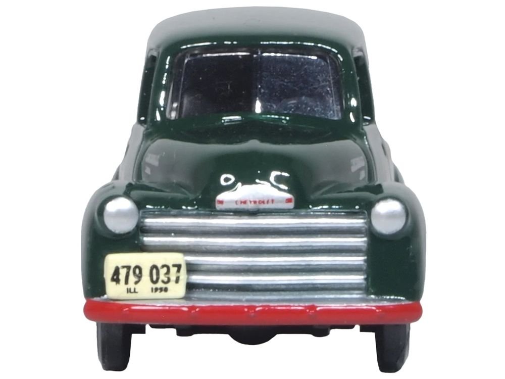 1950 Chevrolet Panel Van "Railway Express Agency" Dark Green 1/87 (HO) Scale Diecast Model Car by Oxford Diecast view 3