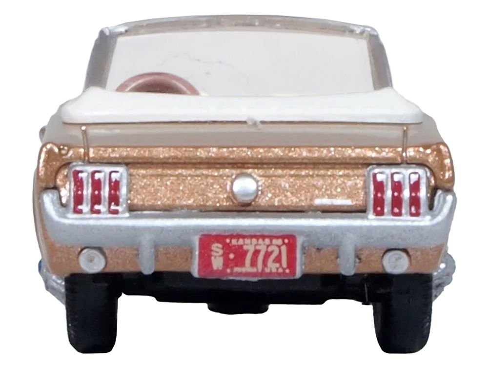 1965 Ford Mustang Convertible Prairie Bronze Metallic 1/87 (HO) Scale Diecast Model Car by Oxford Diecast view 3