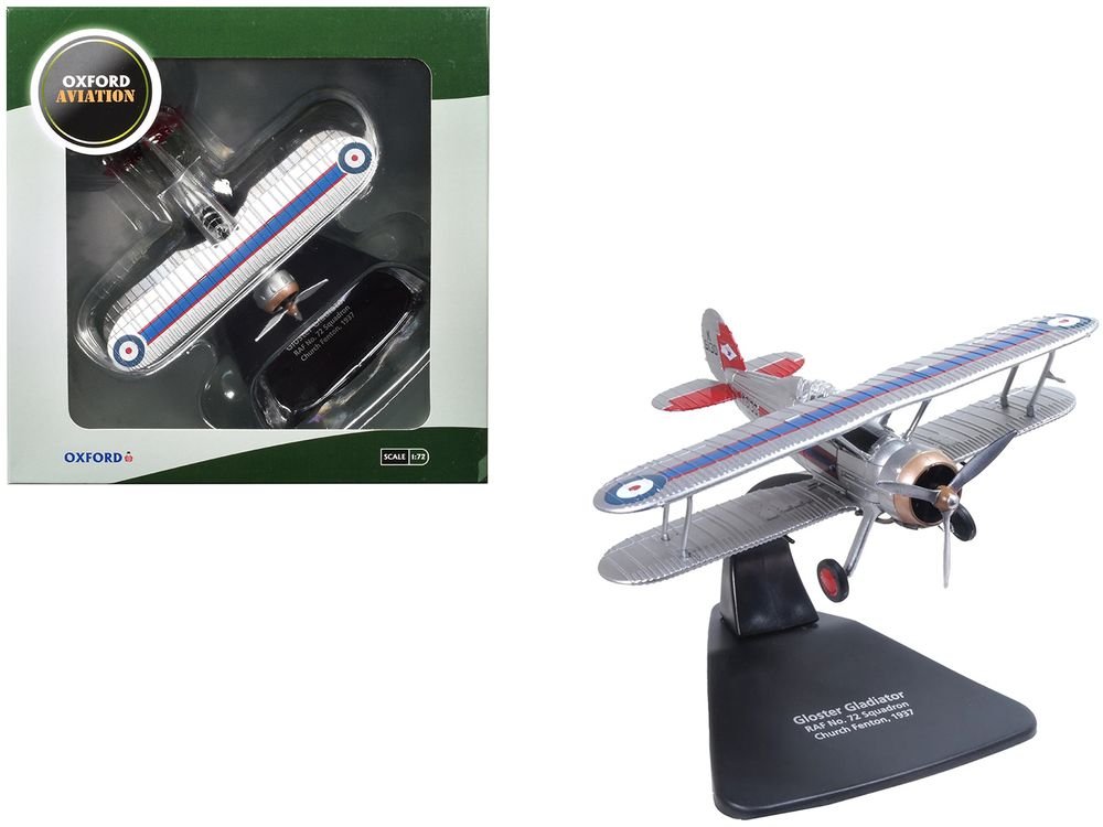 Gloster Gladiator Fighter Aircraft "No. 72 Squadron Church Fenton" (1937) British Royal Air Force "Oxford Aviation" Series 1/72 Diecast Model Airplane by Oxford Diecast