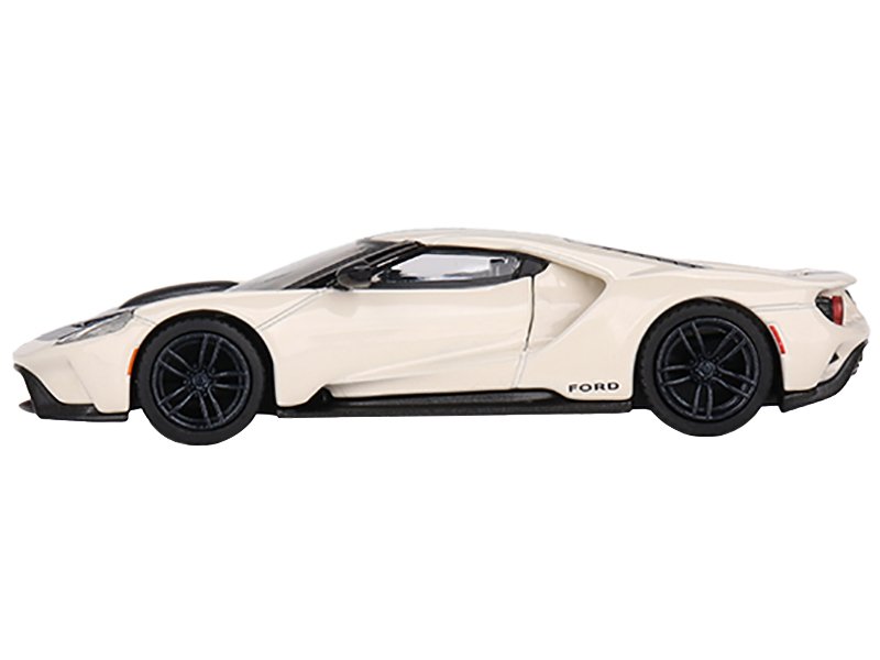 Ford GT "1964 Prototype Heritage Edition" Wimbledon White with Black Hood and Stripe Limited Edition to 2400 pieces Worldwide 1/64 Diecast Model Car by Mini GT view 2