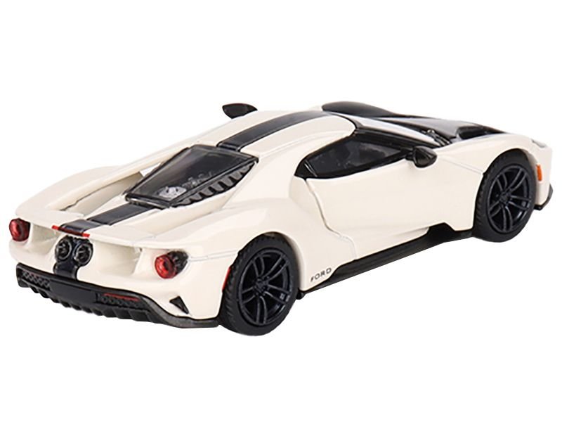 Ford GT "1964 Prototype Heritage Edition" Wimbledon White with Black Hood and Stripe Limited Edition to 2400 pieces Worldwide 1/64 Diecast Model Car by Mini GT view 3