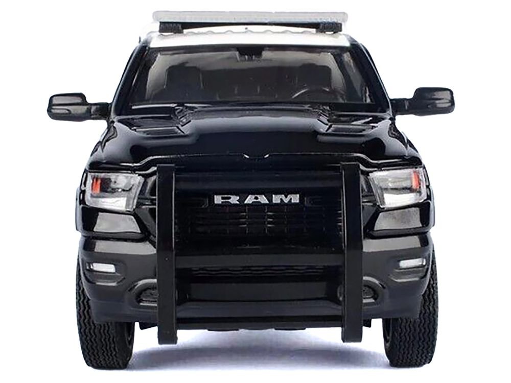 2019 RAM 1500 Laramine Crew Cab Pickup Truck "California Highway Patrol" Black and White with Truck Bed Camper "Law Enforcement and Public Service" Series 1/24-1/27 Diecast Model Car by Motormax view 3