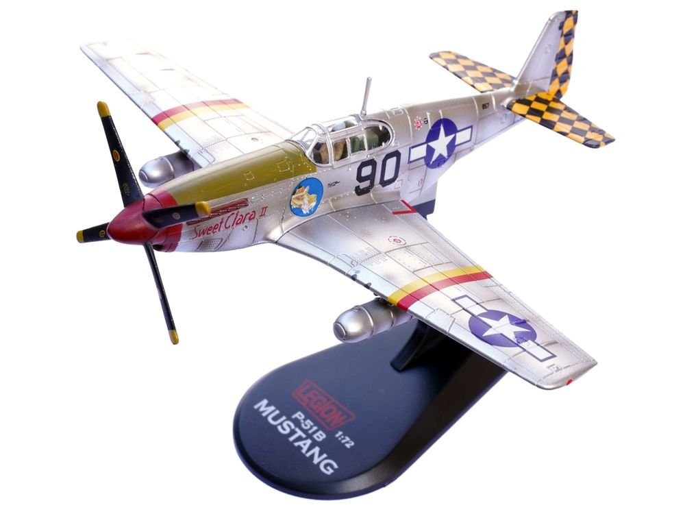 North American P-51B Mustang Aircraft "Sweet Clara II 319th Fighter Squadron 325th Fighter Group" (1944) United States Army Air Forces 1/72 Diecast Model Airplane by Legion view 4