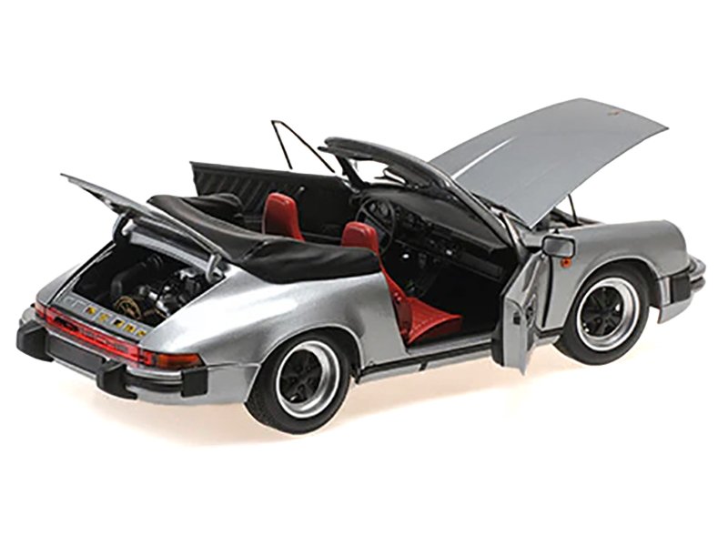 1983 Porsche 911 Carrera Cabriolet 3.2 Gray Metallic 1/18 Diecast Model Car by Minichamps view 2
