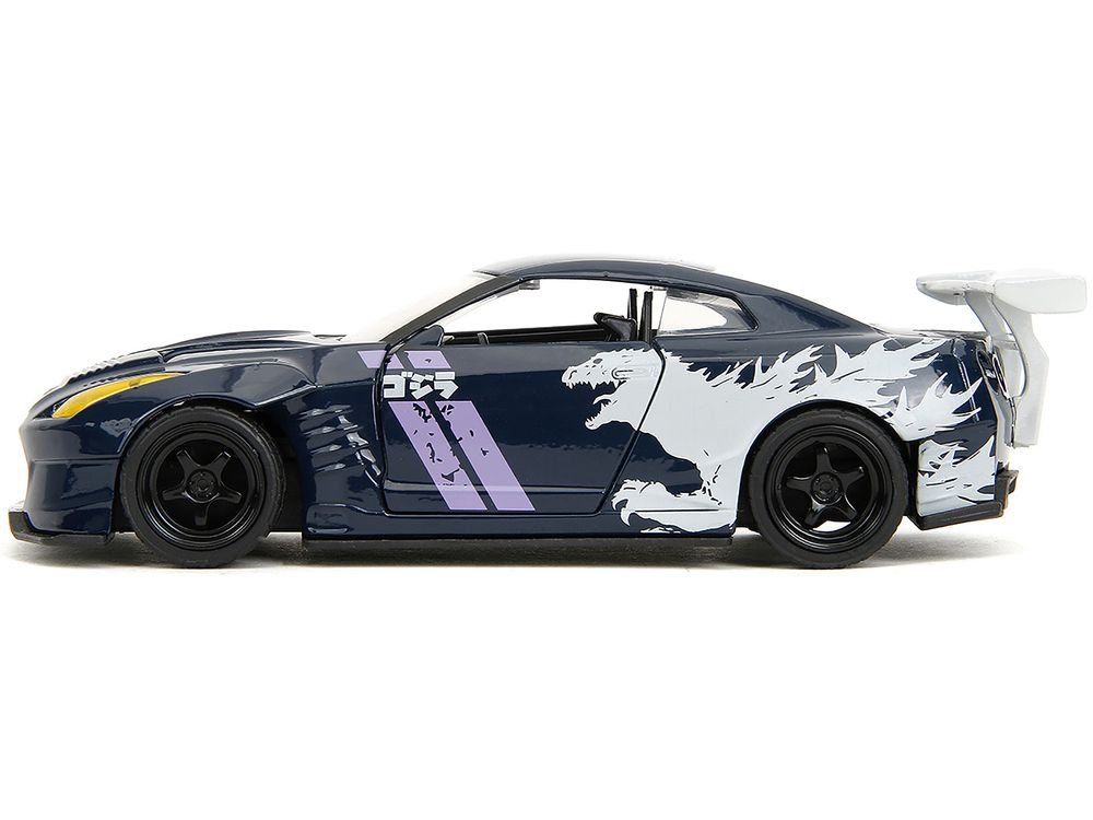 2009 Nissan GT-R (R35) Ben Sopra Dark Blue with Graphics "Godzilla" "Hollywood Rides" Series 1/32 Diecast Model Car by Jada view 3