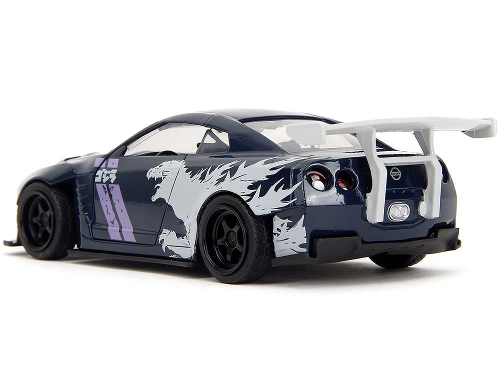 2009 Nissan GT-R (R35) Ben Sopra Dark Blue with Graphics "Godzilla" "Hollywood Rides" Series 1/32 Diecast Model Car by Jada view 5