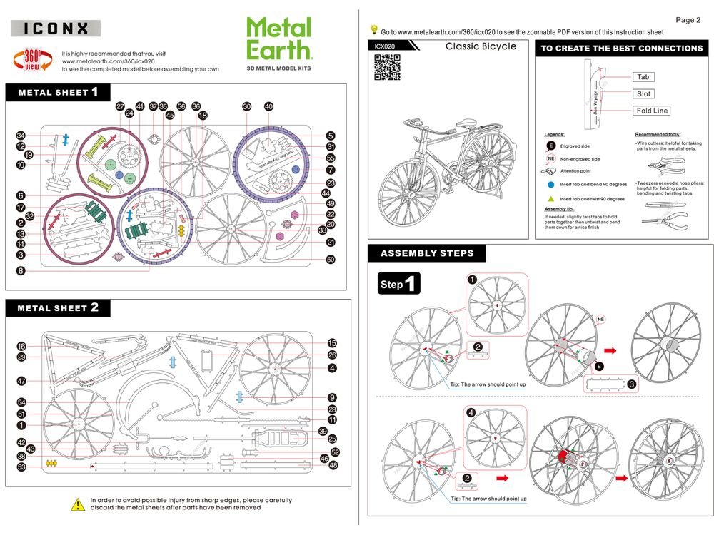 Model Kit Classic Bicycle "Bon Voyage" (Challenging Difficulty) Steel Model by Metal Earth view 4