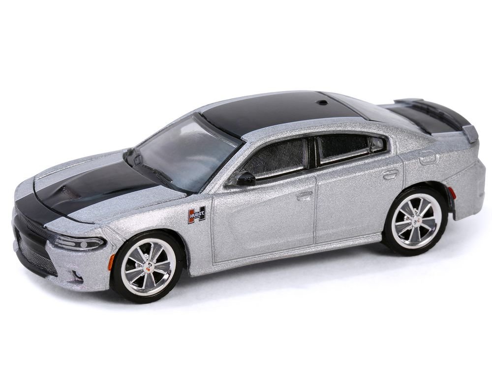 2018 Dodge Charger SRT 392 Silver Metallic with Black Stripe "Mr. Norm Heritage GSS Charger" "Hobby Exclusive" Series 1/64 Diecast Model Car by Greenlight view 2